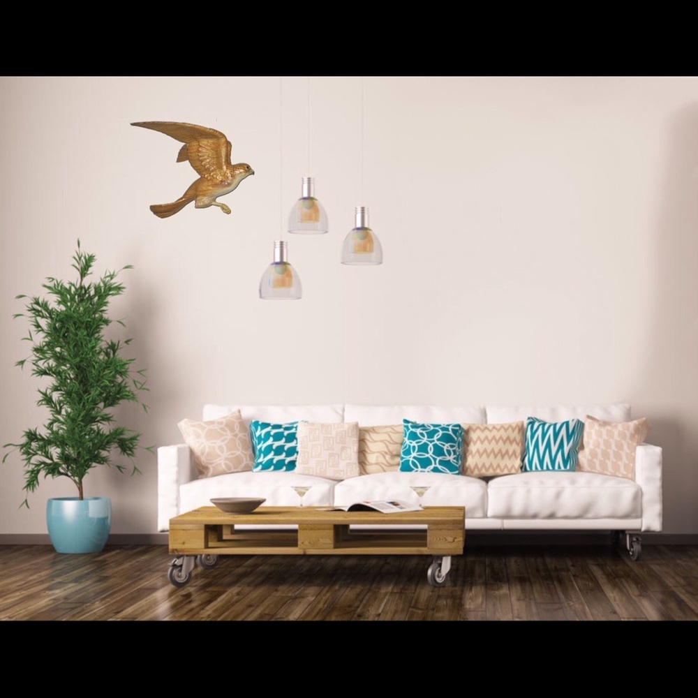 Flying falcon hanging sculpture fine art carving - Picture 8 of 9
